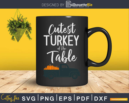 Cutest Turkey at the Table Truck Svg Png Cut File