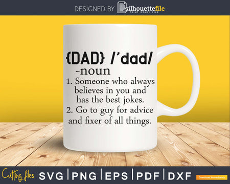 Dad Definition Svg Fathers Day cutting silhouette file