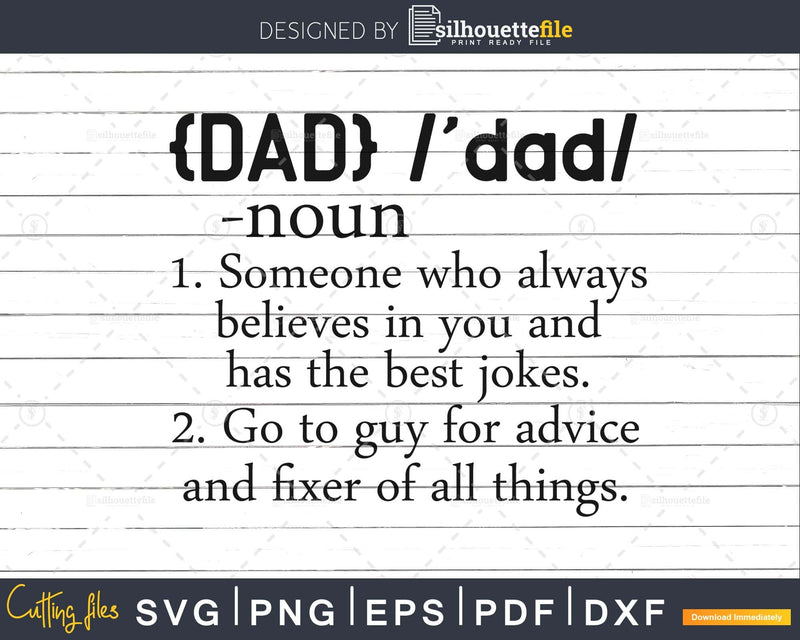 Dad Definition Svg Fathers Day cutting silhouette file