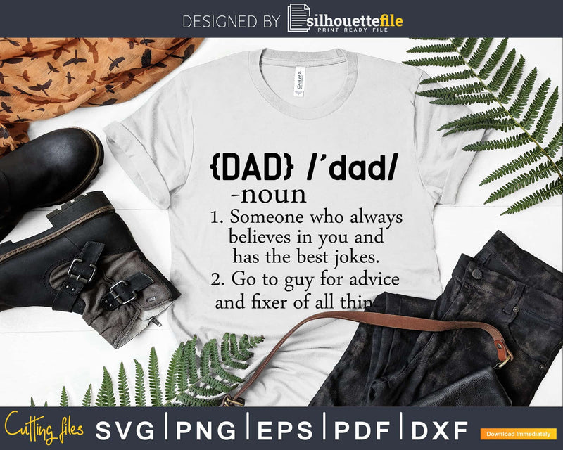 Dad Definition Svg Fathers Day cutting silhouette file