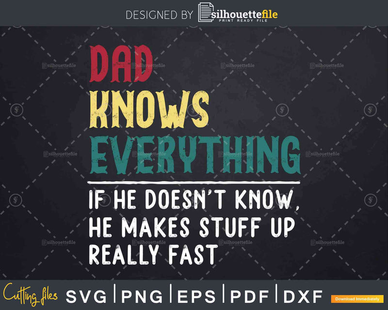 Dad Knows Everything Funny Fathers Day Svg Dxf Eps Cricut