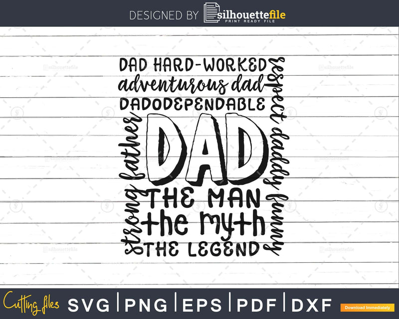 Dad Typography Subway Art Fathers Day Svg cut files