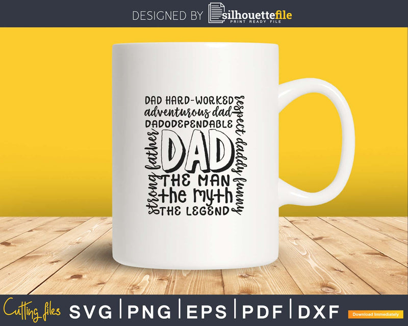 Dad Typography Subway Art Fathers Day Svg cut files