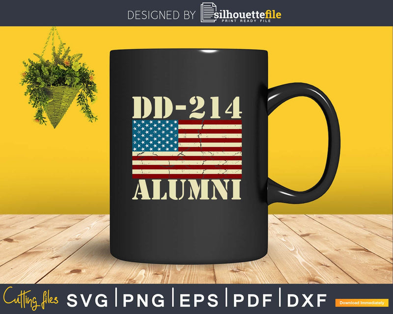 DD-214 Army Alumni Vintage American Flag svg png dxf