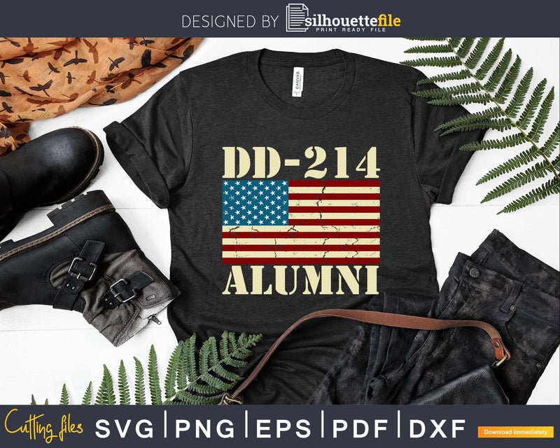 DD-214 Army Alumni Vintage American Flag svg png dxf