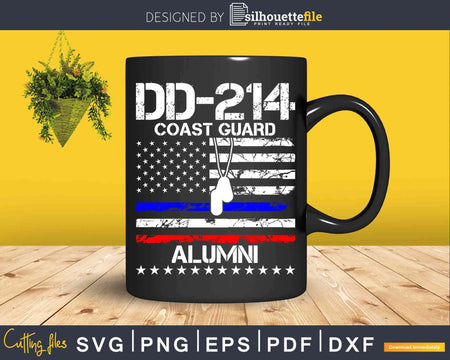 DD-214 US Coast Guard Alumni American Flag Vintage Svg
