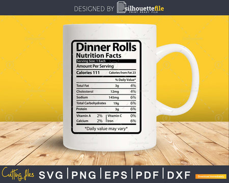 Dinner Rolls Nutrition Facts Funny Thanksgiving Christmas