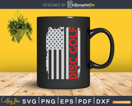 Disc Golf Player US Flag Golfer Funny Golfing Svg Png Dxf