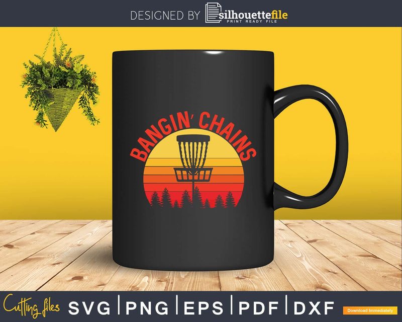 Disc Golf Shirt Bangin Chains Retro Vintage Sunset Svg Png