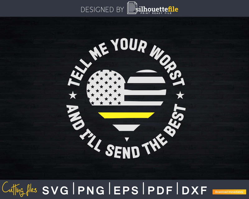 Dispatcher Usa Flag Heart Thin Yellow Proud Line American