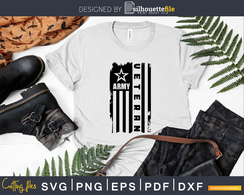 Army Veteran Svg png dxf eps Distressed American Flag