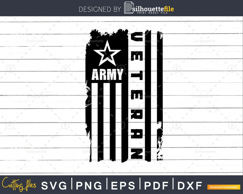 Army Veteran Svg png dxf eps Distressed American Flag