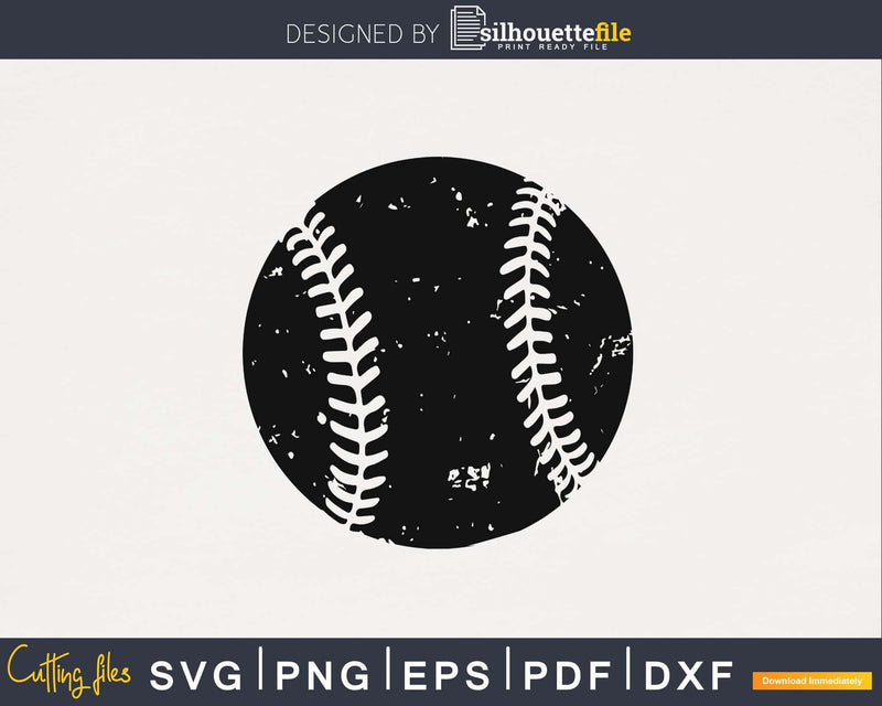Distressed baseball silhouette svg png digital files