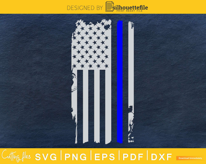 Distressed Patriot American Thin Blue Line Police Flag svg