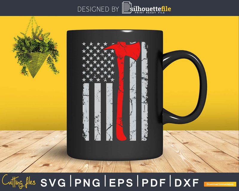 Distressed Patriot Thin Red Line American Flag Firefighter