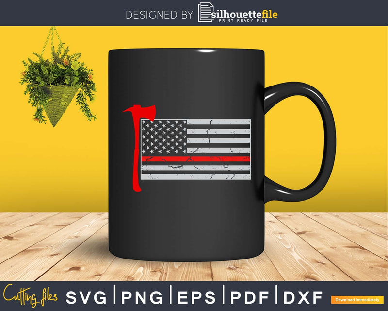 Distressed Patriot Thin Red Line American Flag Firefighter