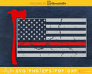 Distressed Patriot Thin Red Line American Flag Firefighter