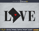 District of Columbia DC Love Home Heart Native Map svg