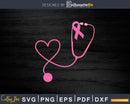 Doctor Nurse Heart Love Pink Ribbon Cute Breast Cancer Svg