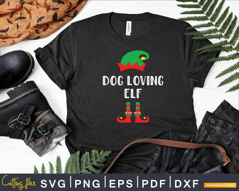 Dog Loving ELF Christmas Svg T-Shirt Design