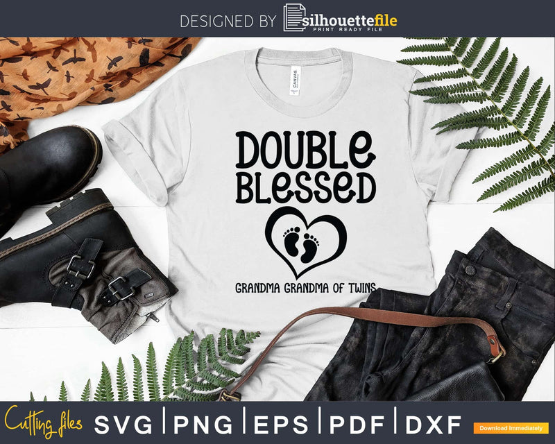 Double Blessed Grandma Of Twins Gift for Svg Png Instant