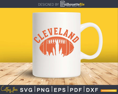 Downtown Ohio Cleveland Skyline Football svg png dxf