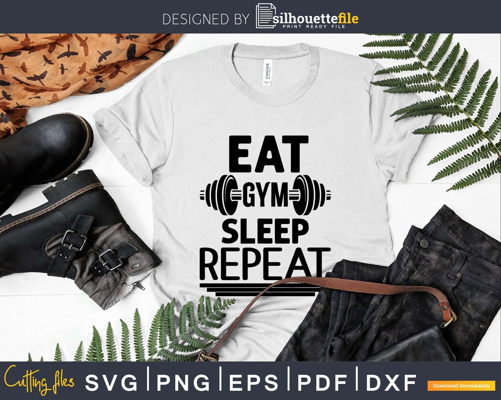 Eat Gym Sleep Repeat Funny Fitness svg instant download cut files ...