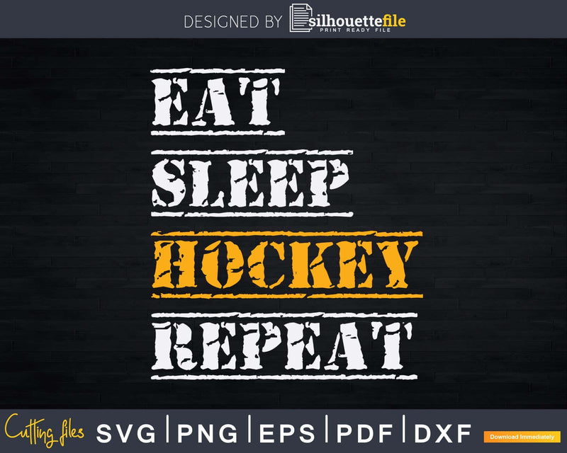 Eat Sleep Hockey Repeat T-shirt Dabbing Player Svg Png Dxf