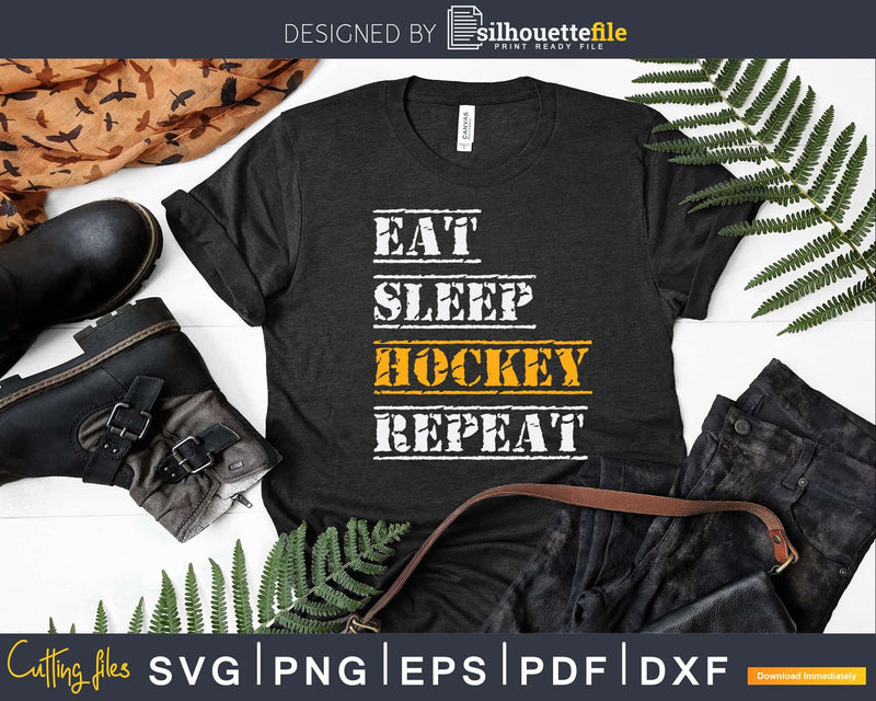 Eat Sleep Hockey Repeat T-shirt Dabbing Player Svg Png Dxf