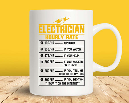 Electric Cable Lineman funny electrician hourly rate svg cut