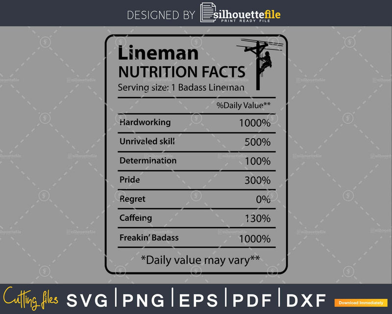 Electric Cable Lineman Nutrition facts templates svg png