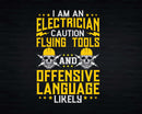 Electrician Gifts Funny Caution Flying Tools Lineman Svg