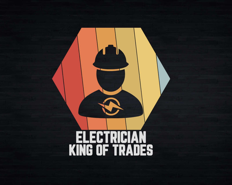 Electrician King Of Trades Funny Retro Vintage Husband Dad