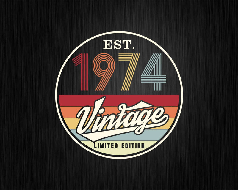 Est. 1974 Vintage Limited Edition 48th Birthday Svg Png