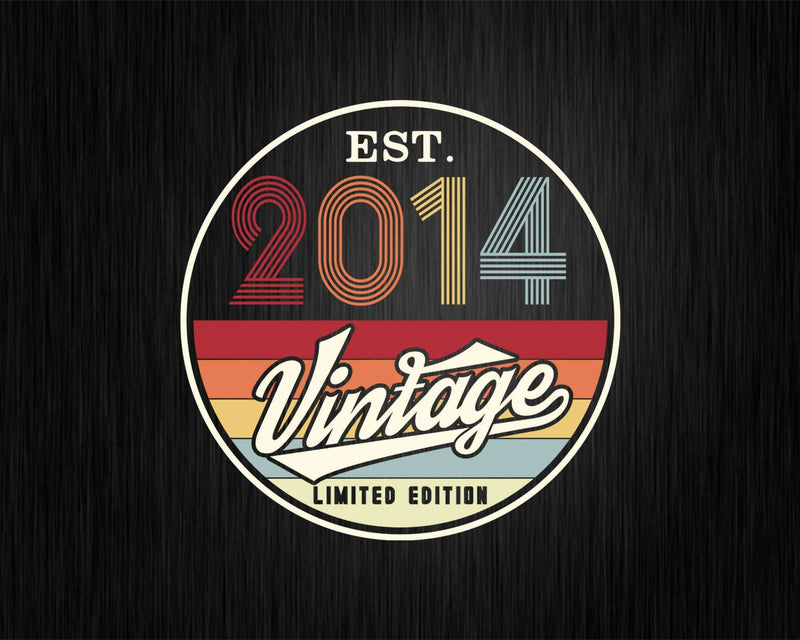 Est. 2014 Vintage Limited Edition 8th Birthday Sublimation