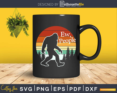Ew People Bigfoot SVG PNG dxf designs Silhouette Cut Files