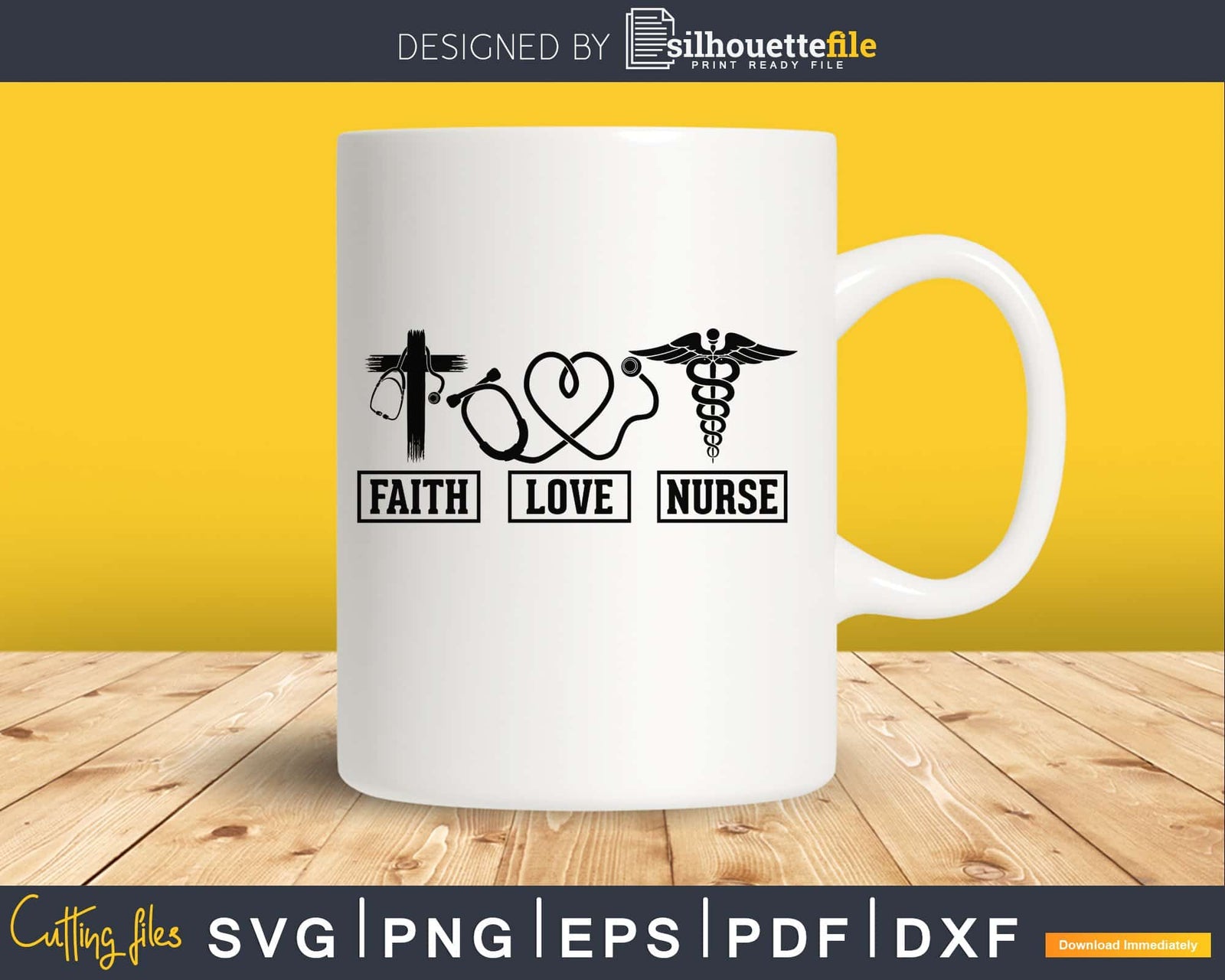 Faith Cross love heart nurse svg silhouette cut cricut files ...