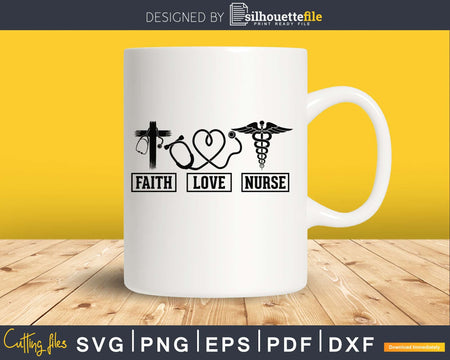 Faith Cross love heart nurse svg silhouette cut cricut files