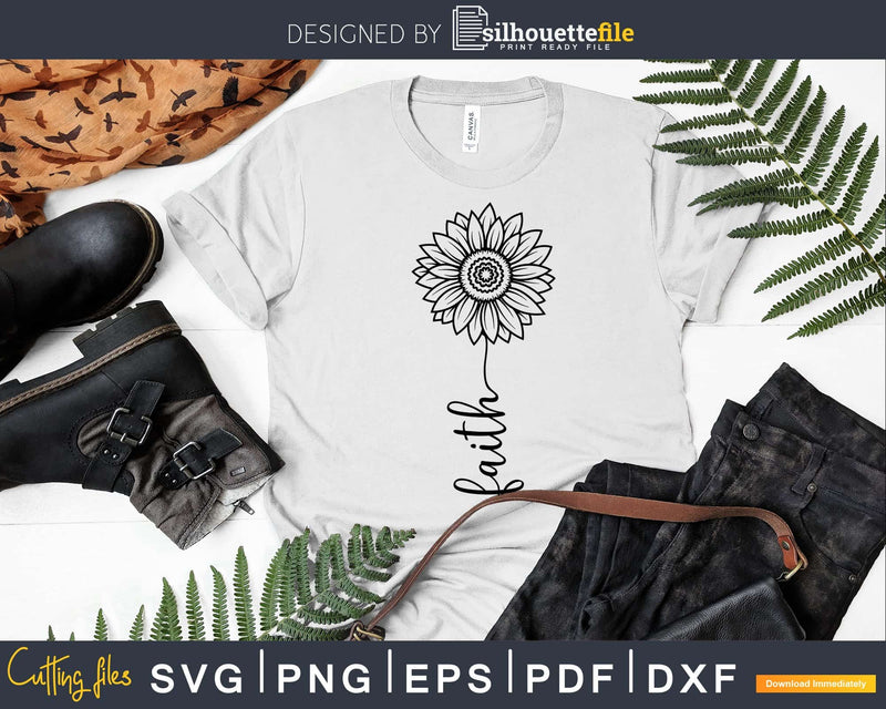 Faith Cross Sunflower svg cutting shirts design printable