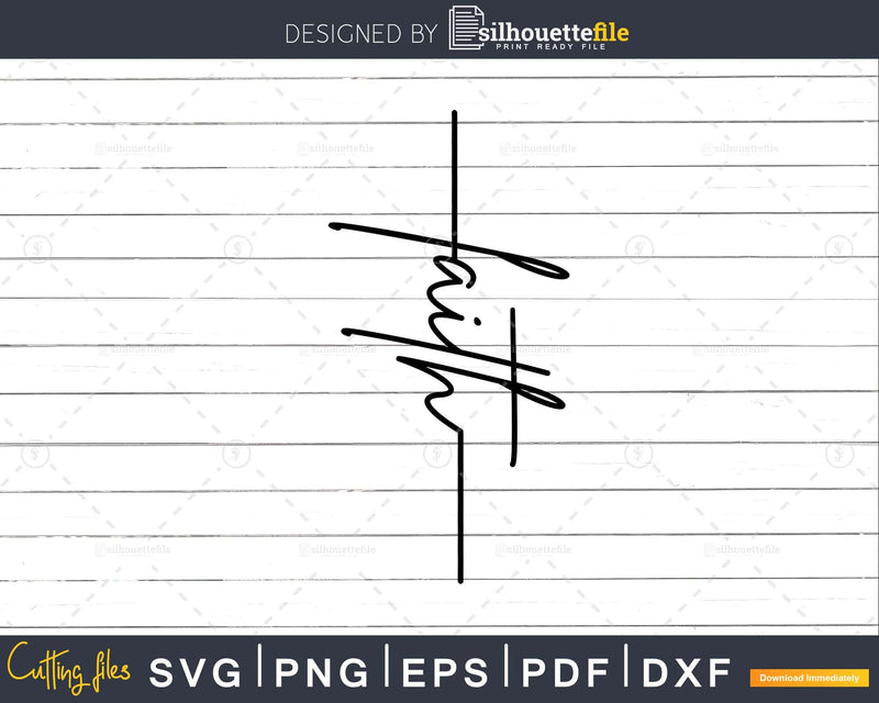 Faith Cross SVG Cut File DXF clipart Printable Silhouette