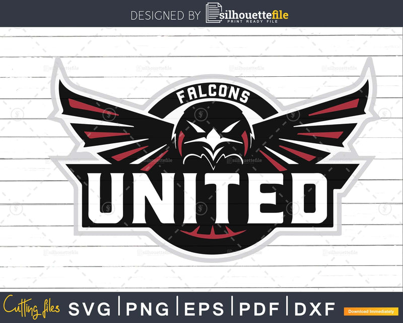 Falcons united NFL football Logo svg cutting files design