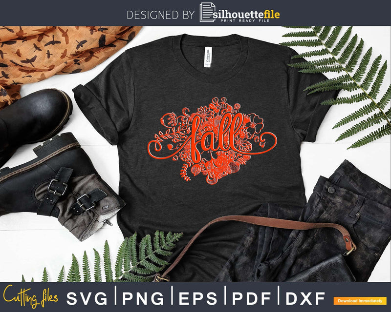 Fall Florals Halloween Svg shirt designs printable cut files