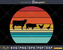 Farm Animals Retro vintage Cow Pig Chicken Duck svg png cut