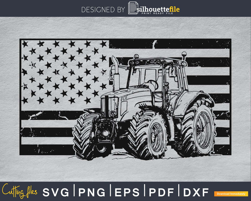 Farm Truck Independence day Patriotic Distressed USA flag