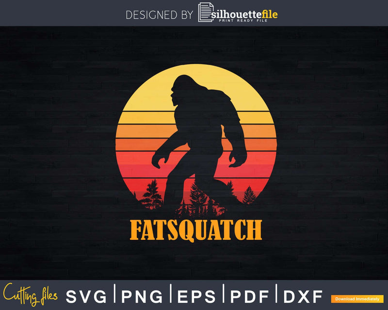 Fat Sasquatch Fatsquatch for Bigfoot Retro Vintage Sunset