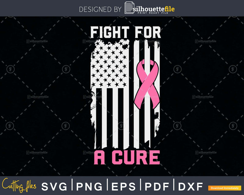 Fight for a cure Breast Cancer Awareness US Flag Ribbon svg