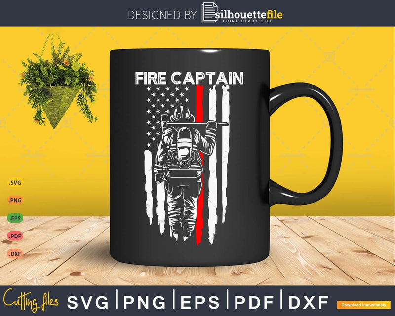 Fire Captain Firefighter Fireman with Flag Gift