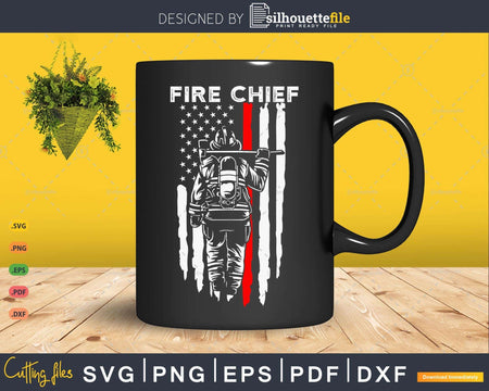 Fire Chief Firefighter Fireman with Flag Gift