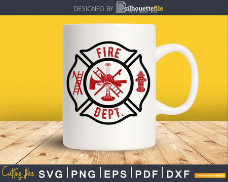 Fire Department Dept Firefighter Maltese Cross Cutting