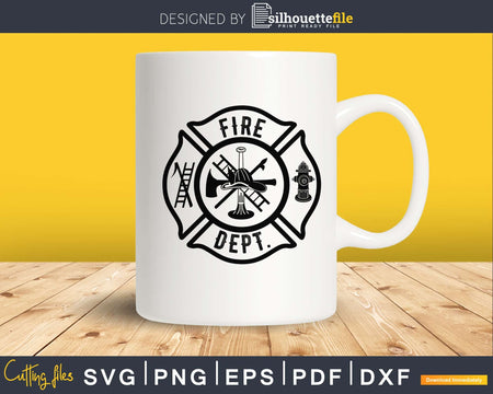 Fire Dept Firefighter SVG Download Silhouette Cut File